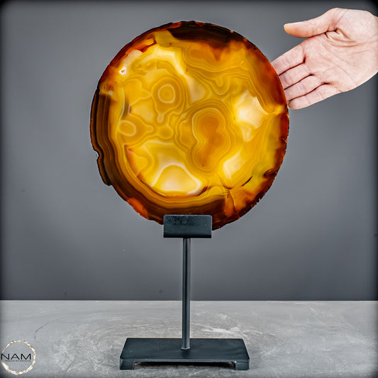 Achat Scheibe  – auf Ständer aus Brasilien - 1645,37g