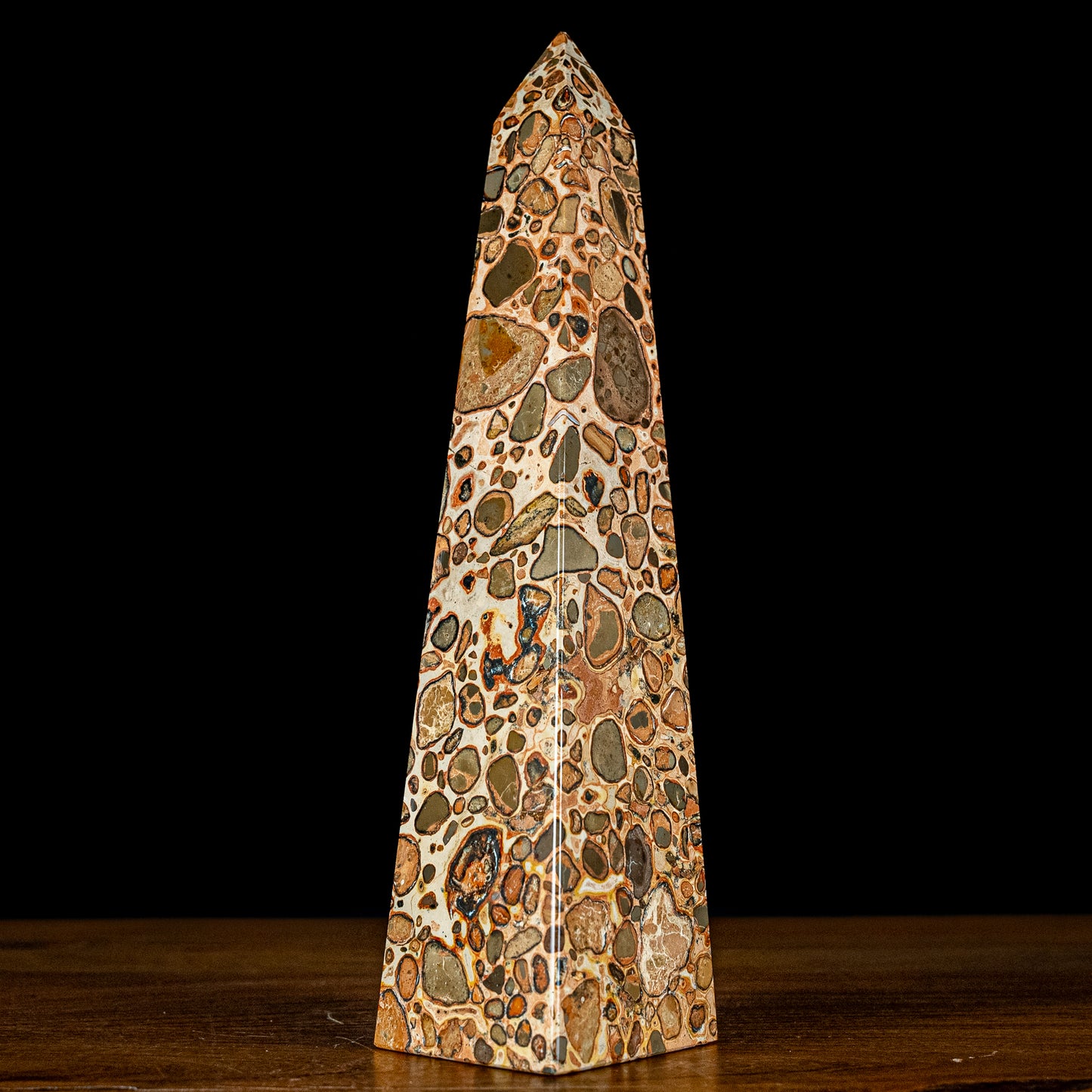 Natürlicher Leoparden-Jaspis Obelisk - 969,28g