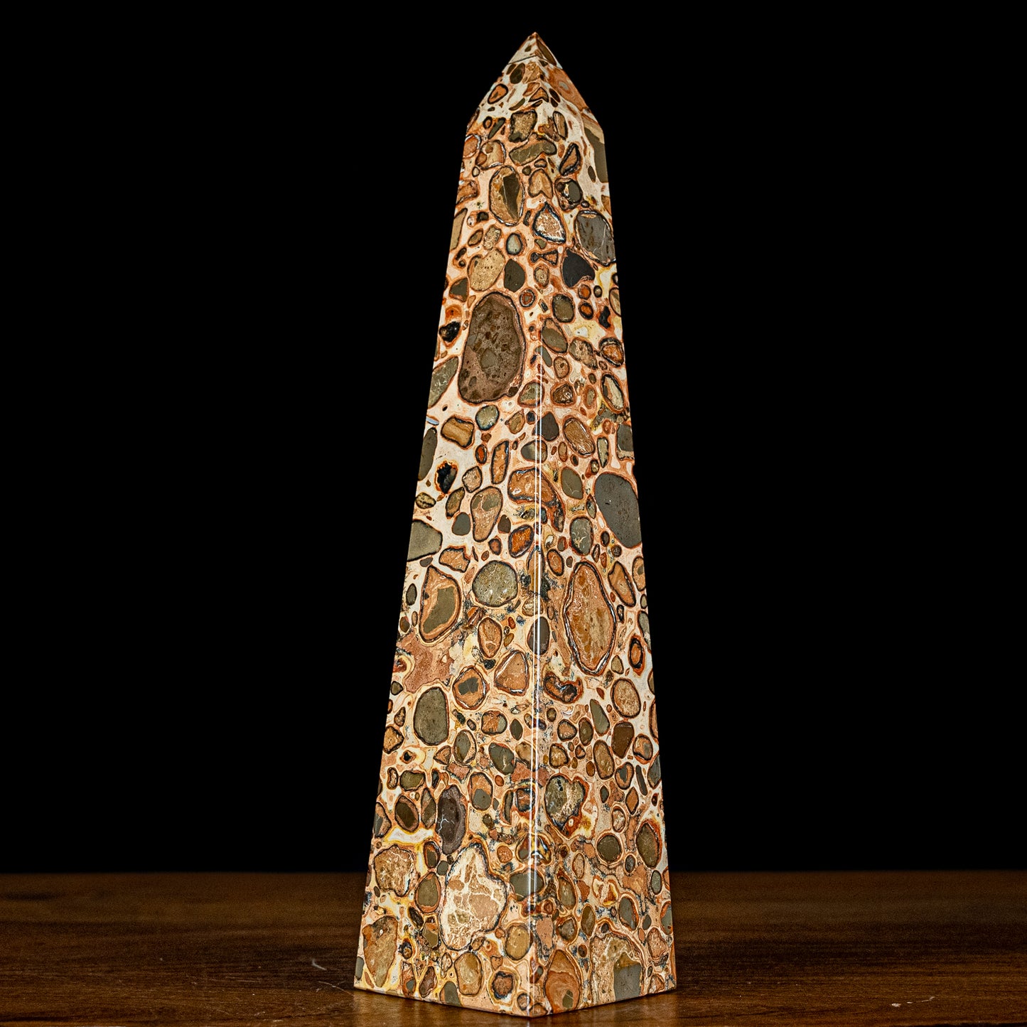 Natürlicher Leoparden-Jaspis Obelisk - 969,28g