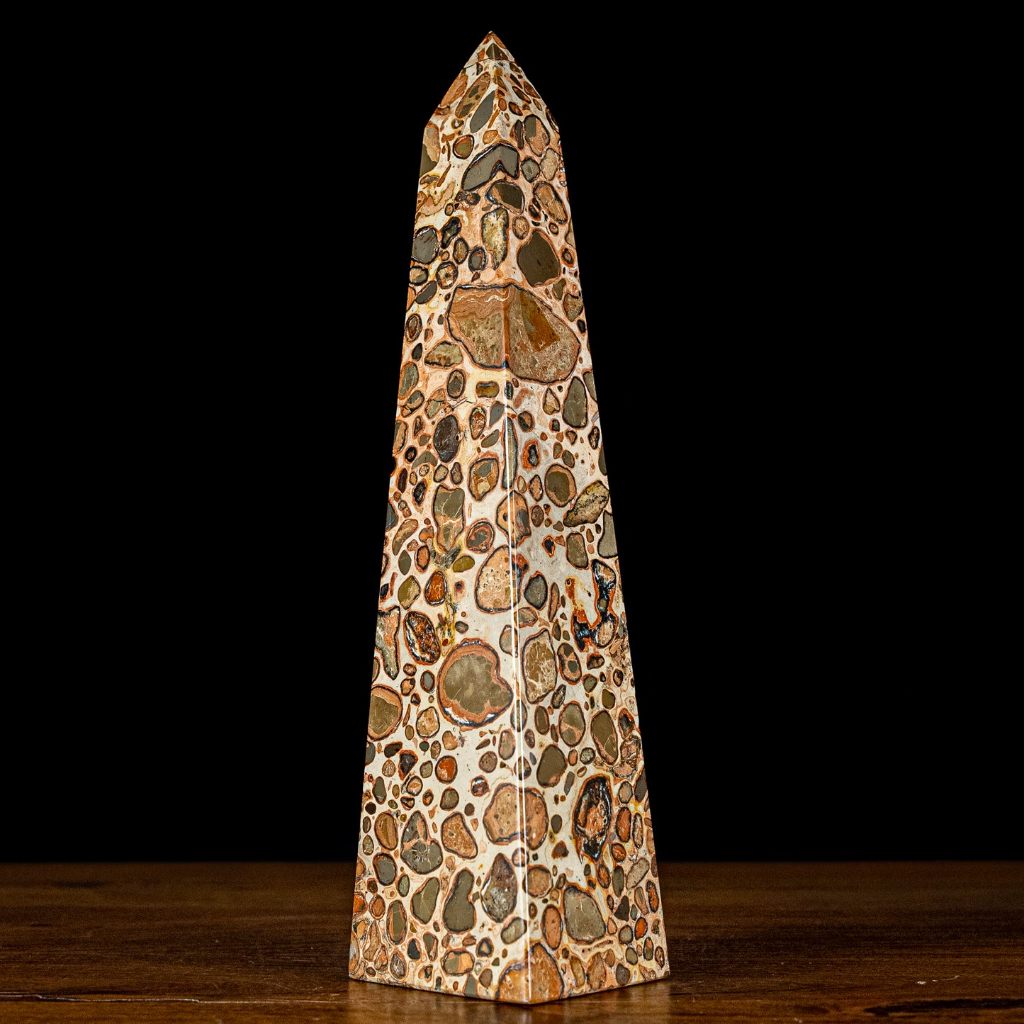 Natürlicher Leoparden-Jaspis Obelisk - 969,28g