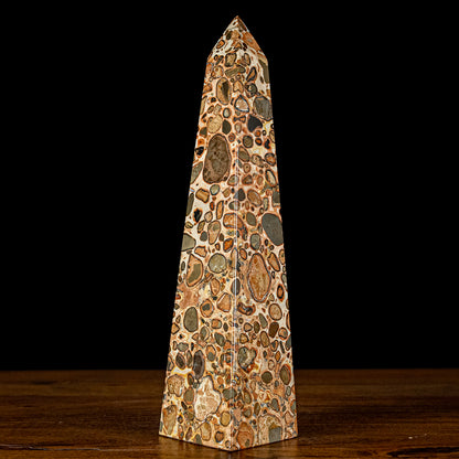 Natürlicher Leoparden-Jaspis Obelisk - 969,28g