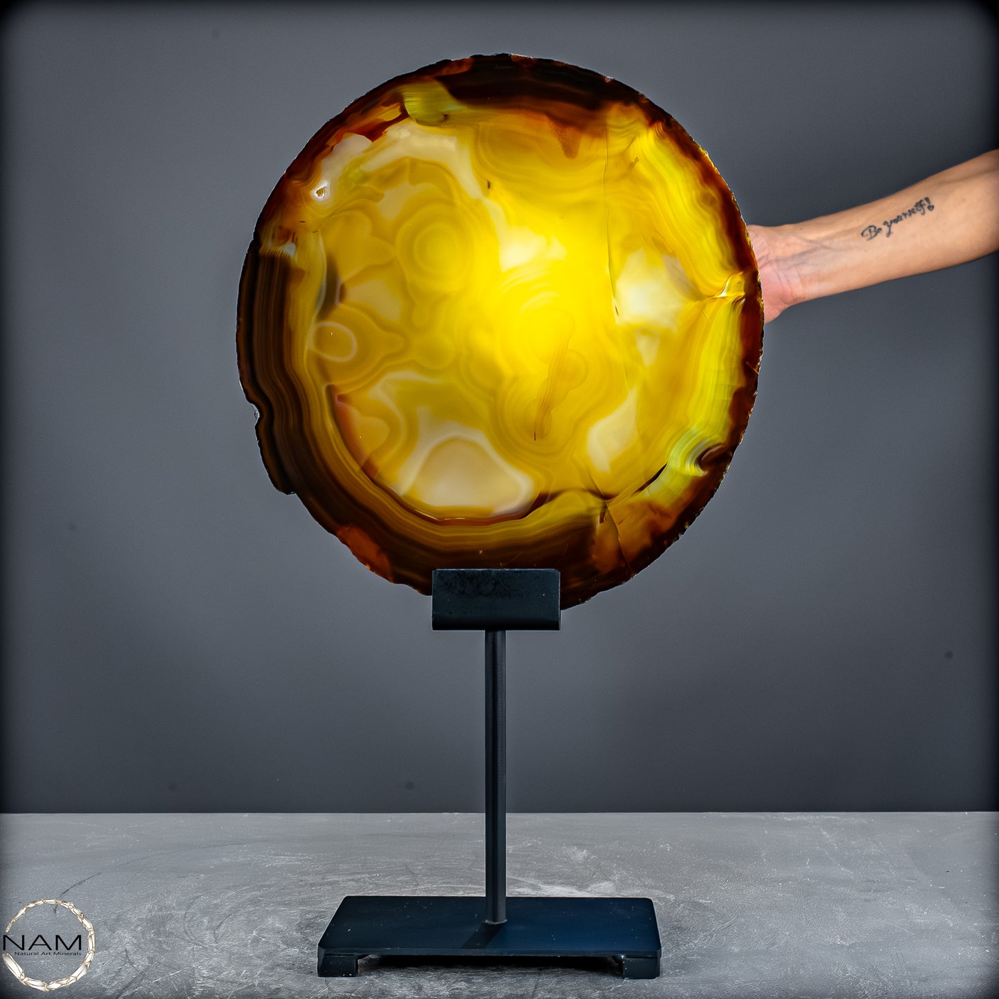 Achat Scheibe  – auf Ständer aus Brasilien - 1645,37g