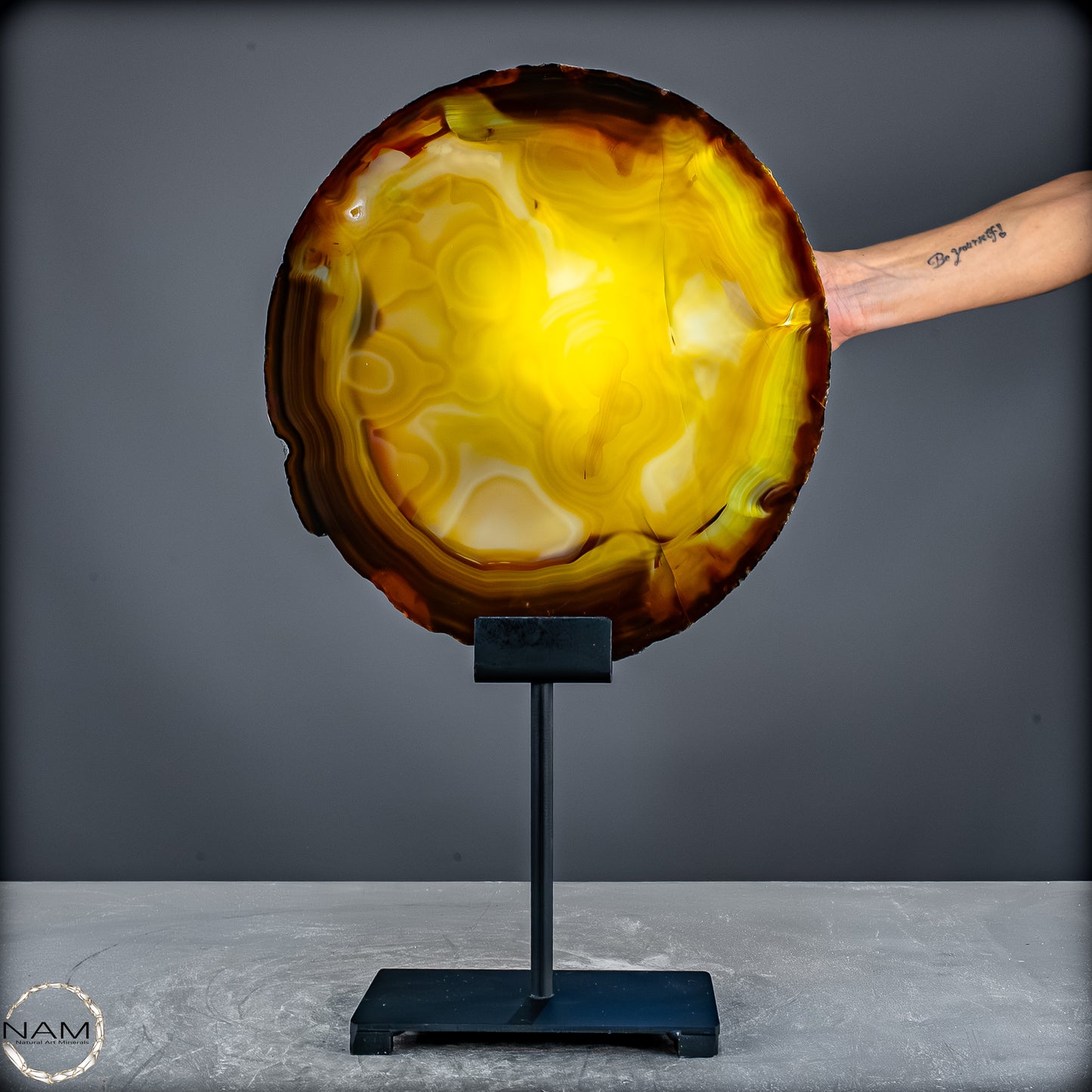 Achat Scheibe  – auf Ständer aus Brasilien - 1645,37g