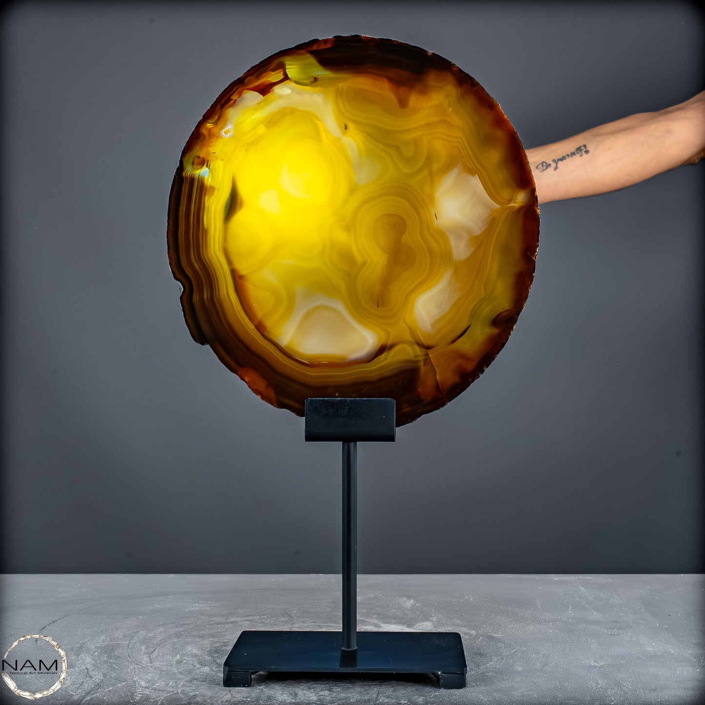 Achat Scheibe  – auf Ständer aus Brasilien - 1645,37g