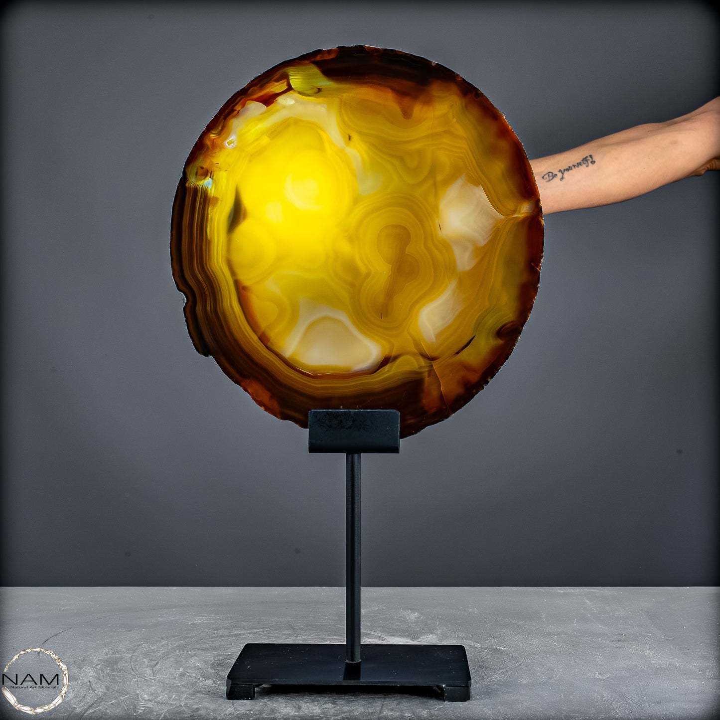 Achat Scheibe  – auf Ständer aus Brasilien - 1645,37g