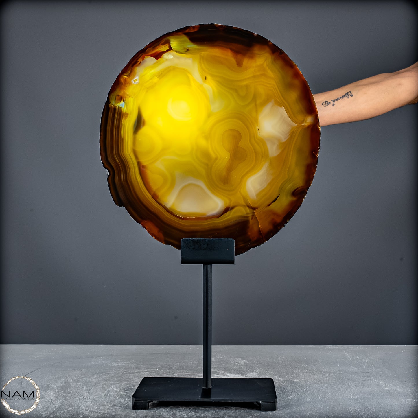 Achat Scheibe  – auf Ständer aus Brasilien - 1645,37g