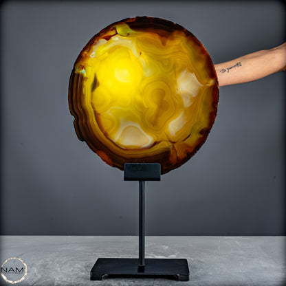 Achat Scheibe  – auf Ständer aus Brasilien - 1645,37g