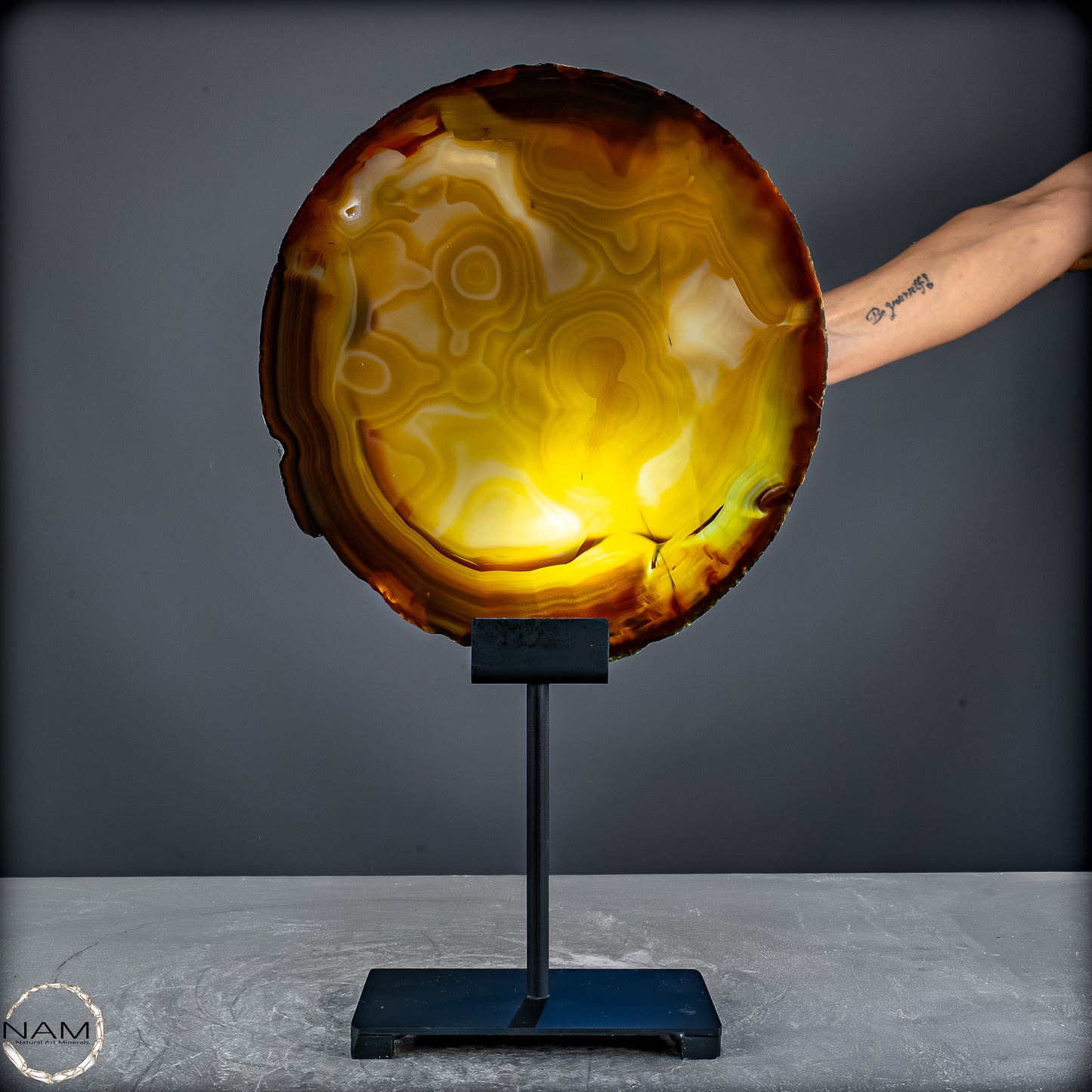 Achat Scheibe  – auf Ständer aus Brasilien - 1645,37g