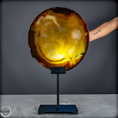 Achat Scheibe  – auf Ständer aus Brasilien - 1645,37g
