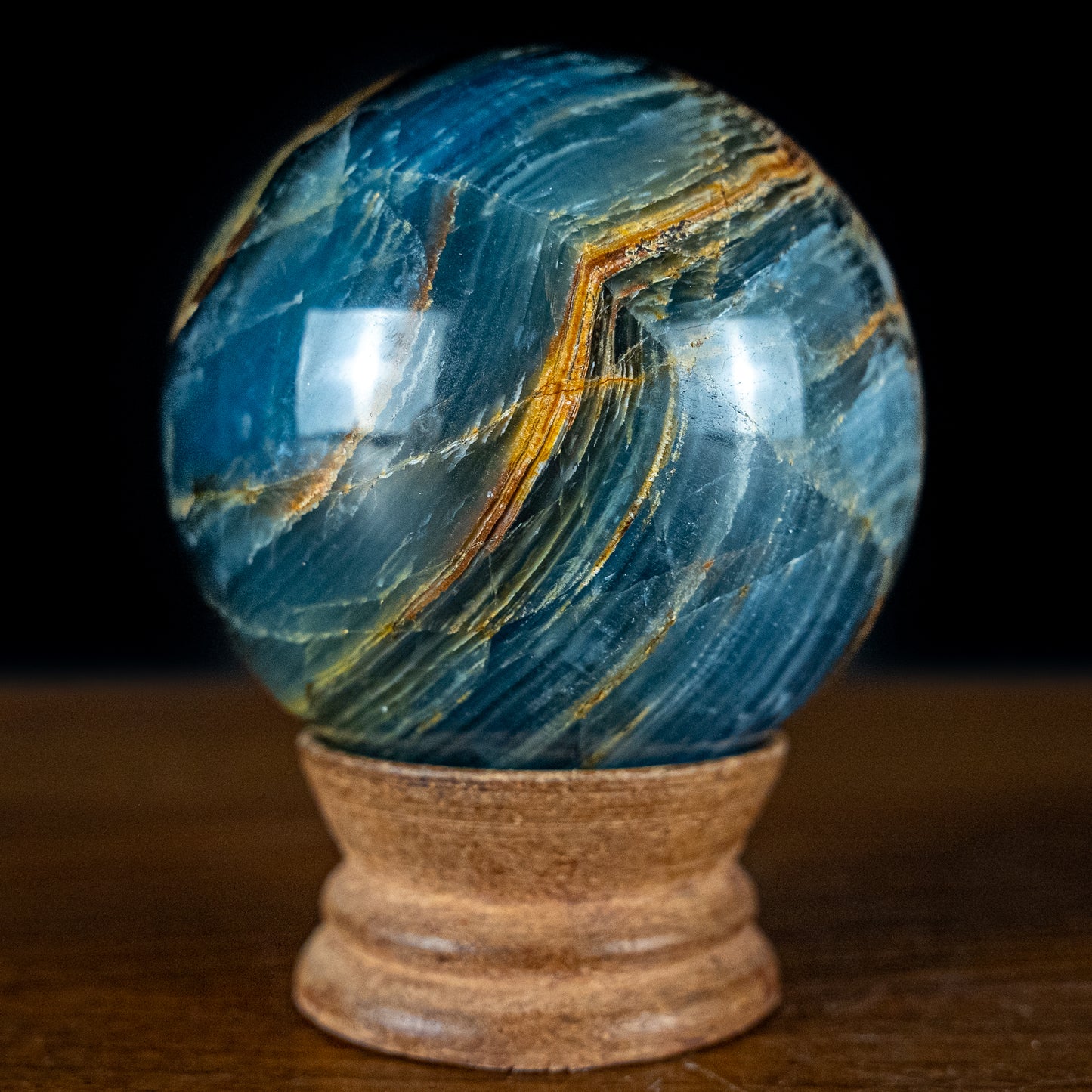 Seltene Natürlich Blaue-Onyx Kugel, Argentinien - 421,55g - 66,96mm