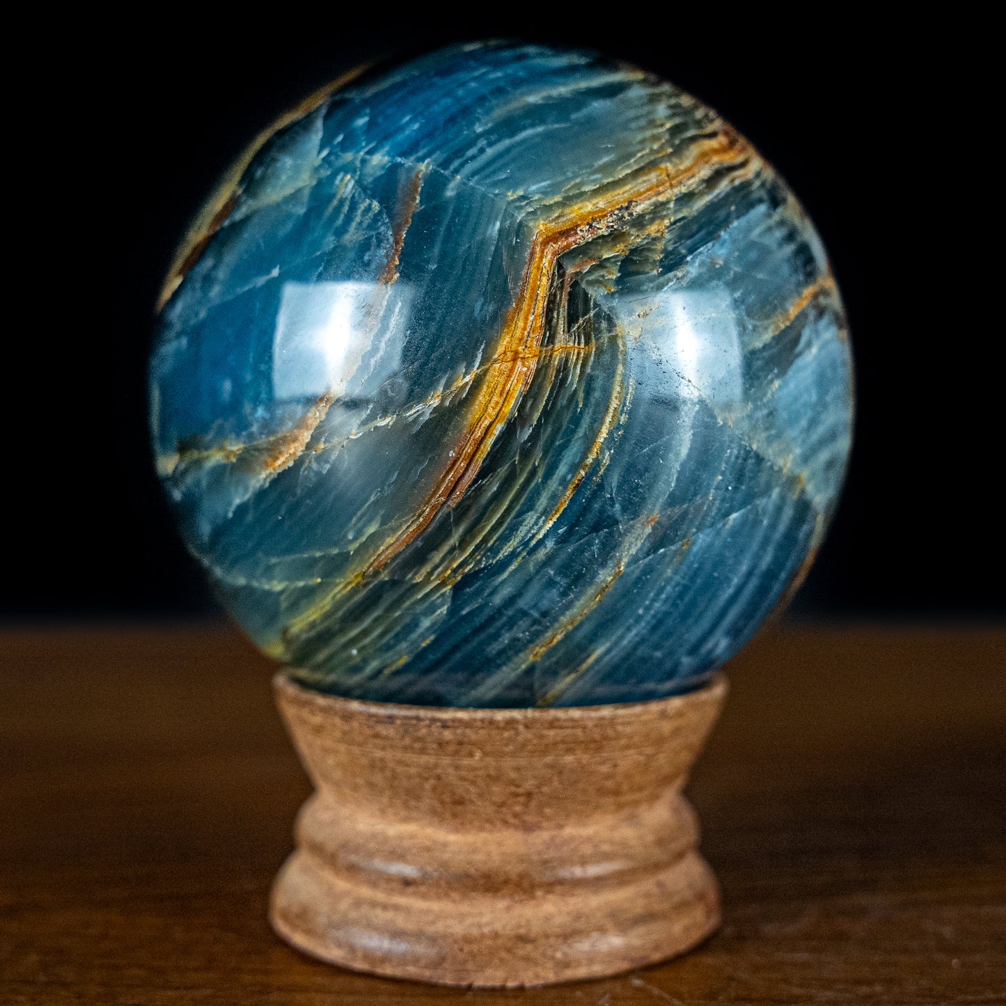 Seltene Natürlich Blaue-Onyx Kugel, Argentinien - 421,55g - 66,96mm