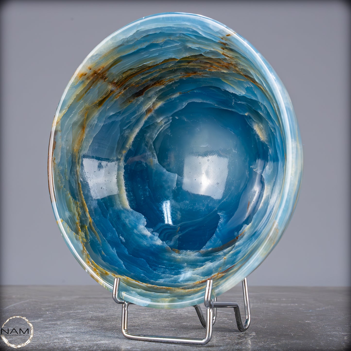 Seltene Natürlich Blaue Onyx-Kristall Schale/Schüssel, Argentinien - 562,79g