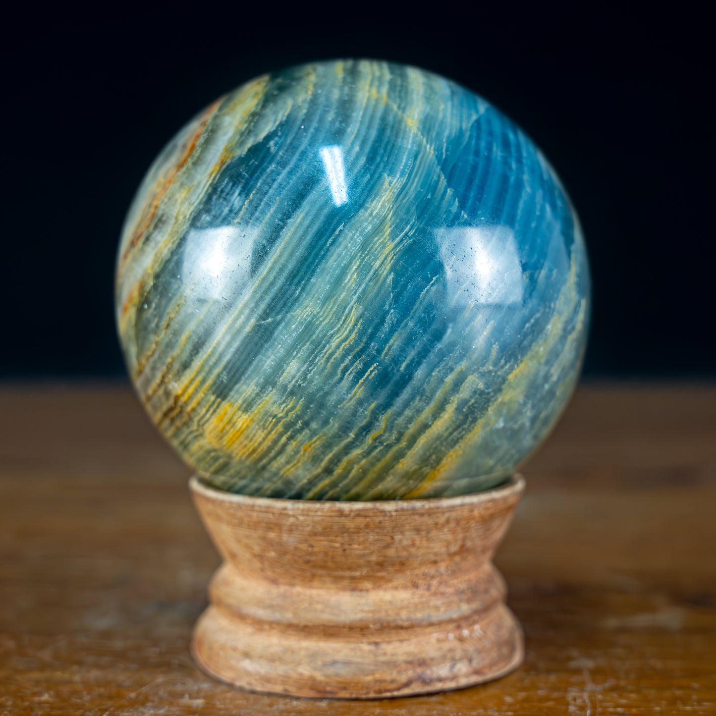 Seltene Natürlich Blaue-Onyx Kristall-Kugel, Argentinien - 332,45g - 61,4mm