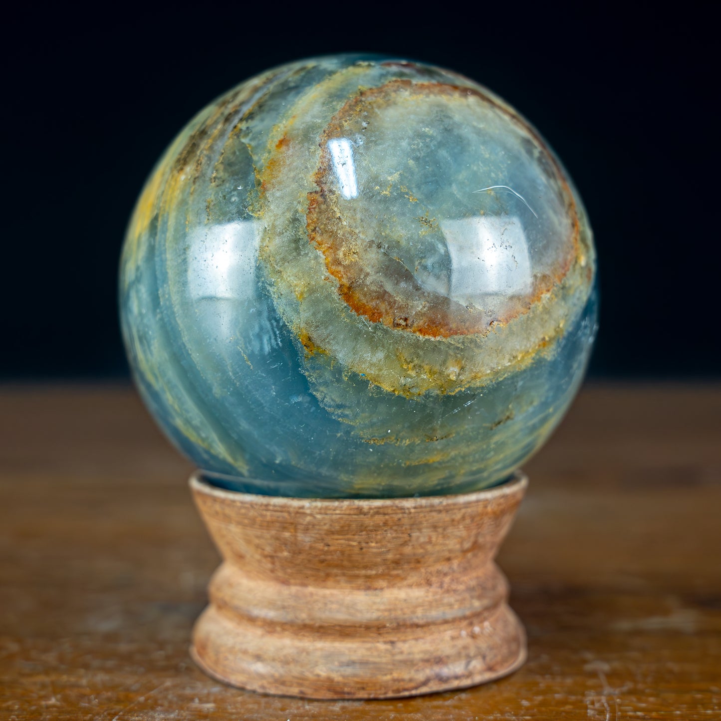 Seltene Natürlich Blaue-Onyx Kristall-Kugel, Argentinien - 332,45g - 61,4mm