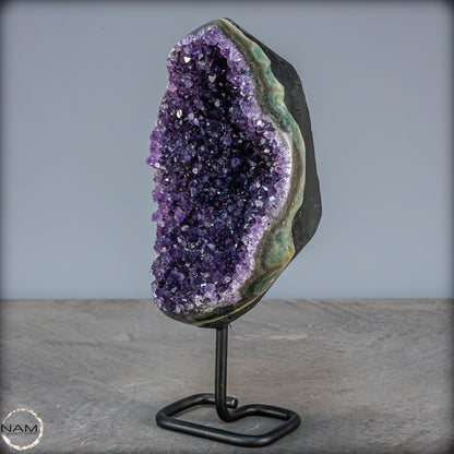 Natürliche Amethyst-Kristalle/Druse auf Ständer - 950,43g