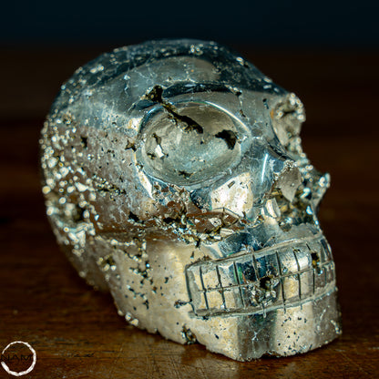 Natürlicher Pyrit Schädel/Totenkopf Skulptur - 480,35g