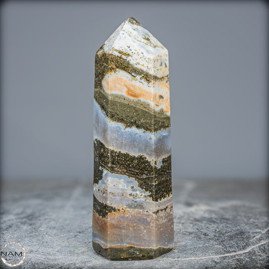 Natürlicher Jaspis-Achat Kristall-Obelisk - 644,17g