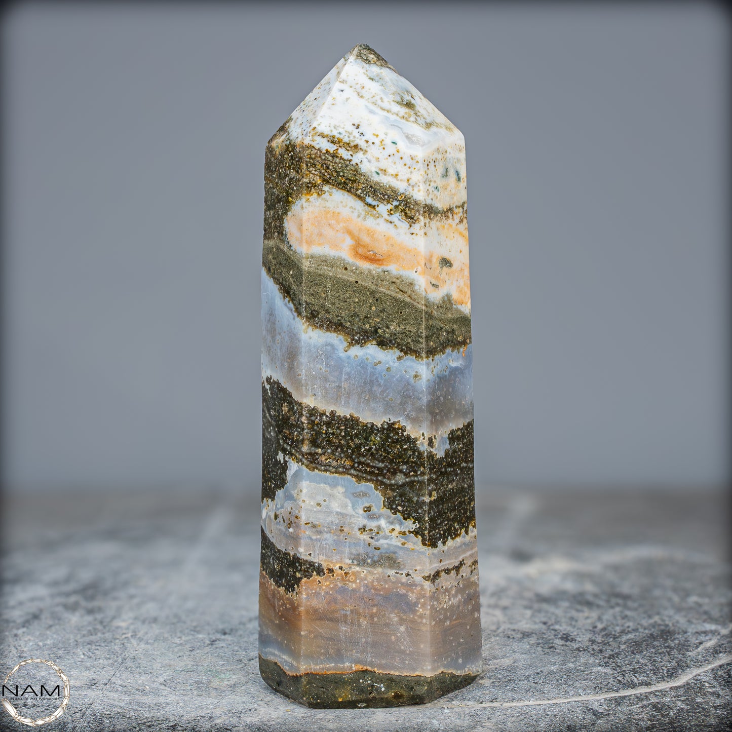 Natürlicher Jaspis-Achat Kristall-Obelisk - 644,17g