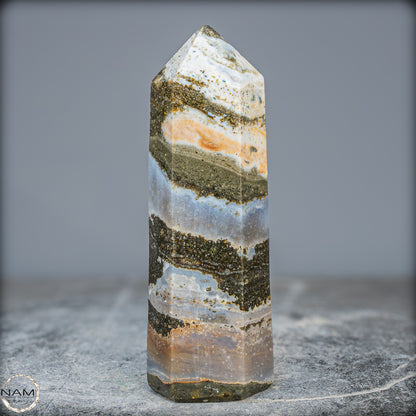 Natürlicher Jaspis-Achat Kristall-Obelisk - 644,17g