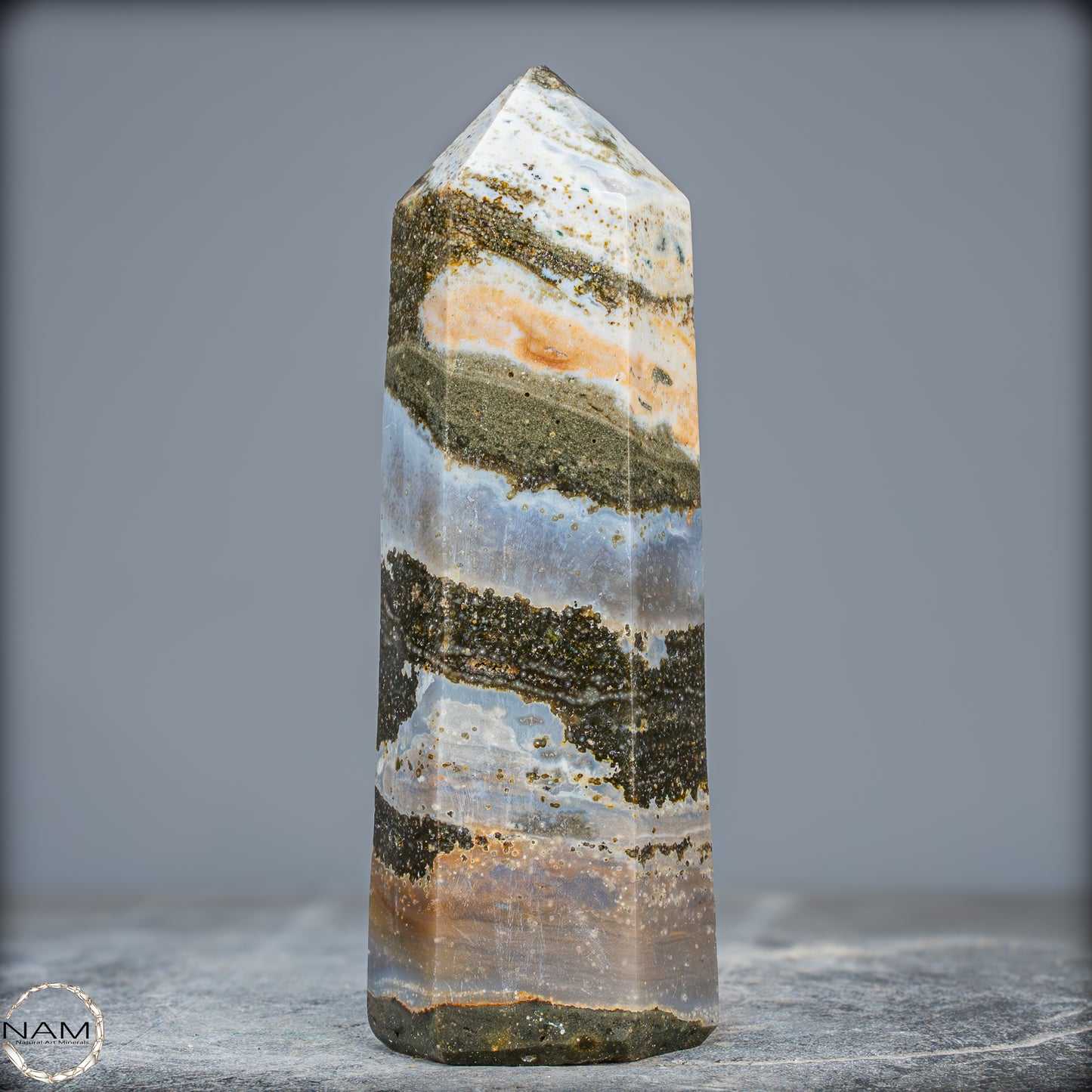 Natürlicher Jaspis-Achat Kristall-Obelisk - 644,17g