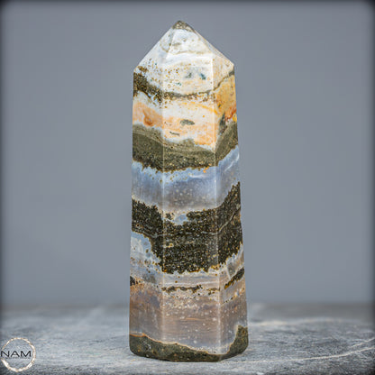 Natürlicher Jaspis-Achat Kristall-Obelisk - 644,17g