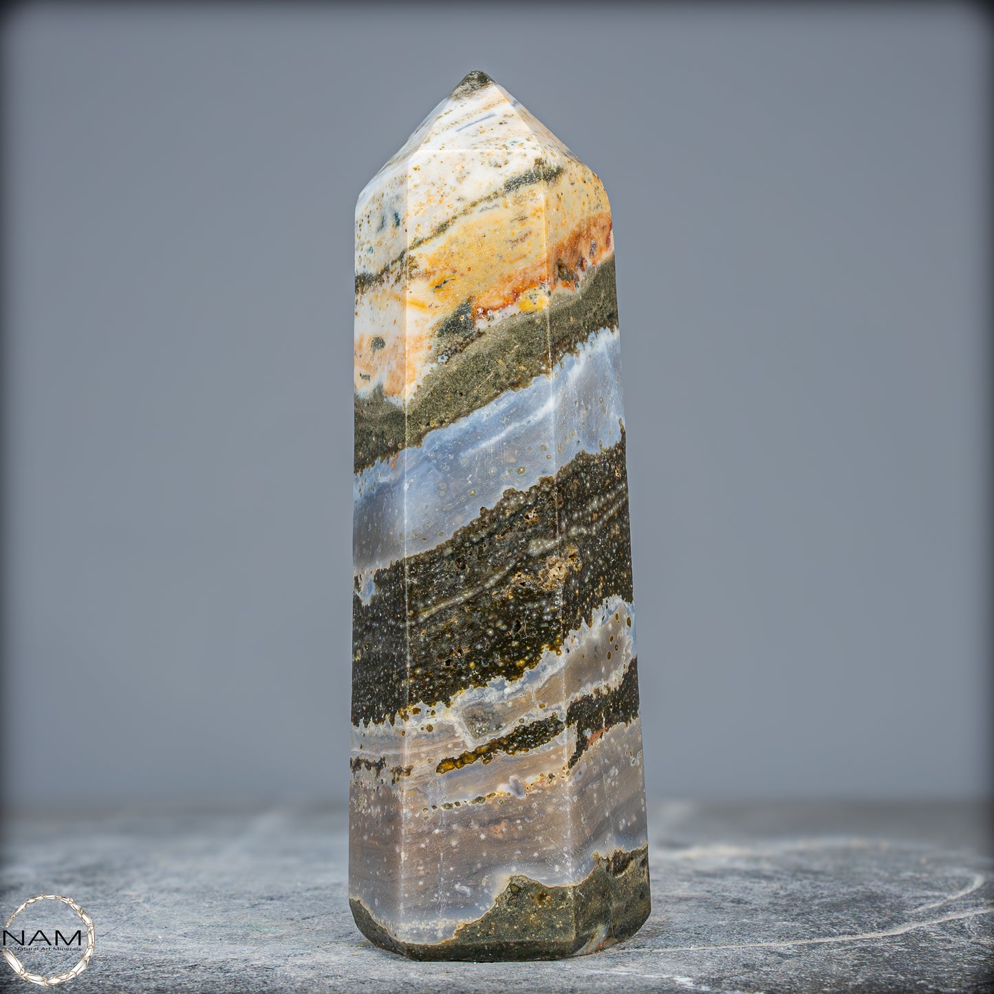 Natürlicher Jaspis-Achat Kristall-Obelisk - 644,17g