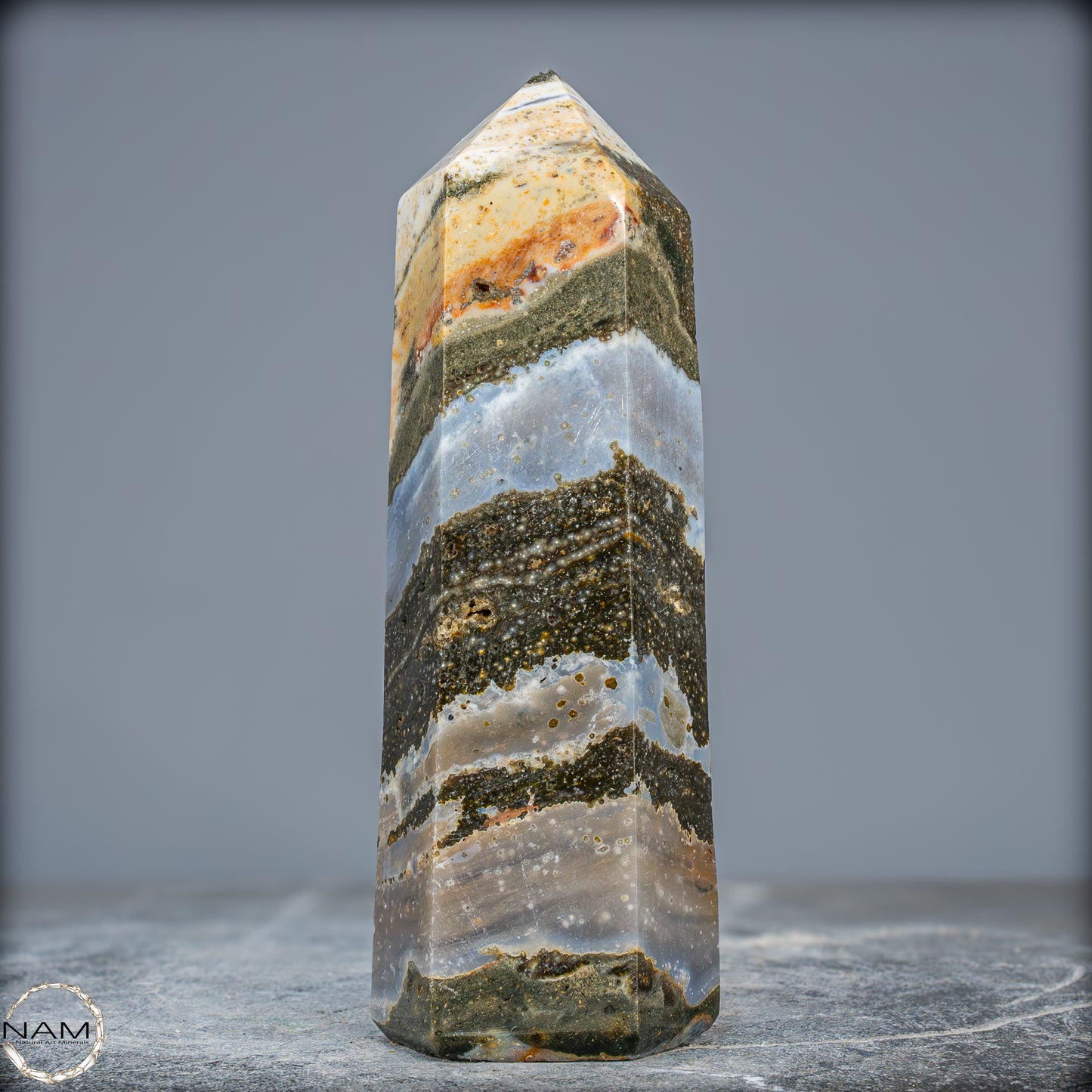 Natürlicher Jaspis-Achat Kristall-Obelisk - 644,17g