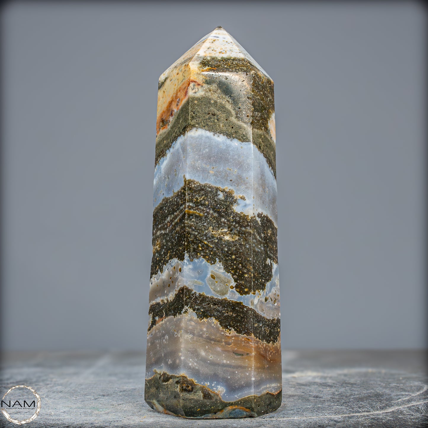 Natürlicher Jaspis-Achat Kristall-Obelisk - 644,17g