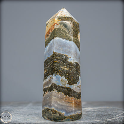 Natürlicher Jaspis-Achat Kristall-Obelisk - 644,17g