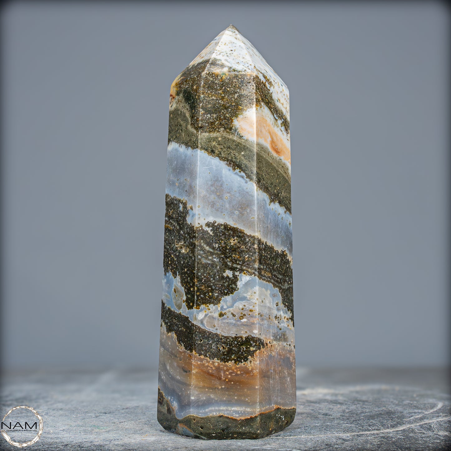 Natürlicher Jaspis-Achat Kristall-Obelisk - 644,17g
