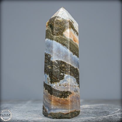Natürlicher Jaspis-Achat Kristall-Obelisk - 644,17g
