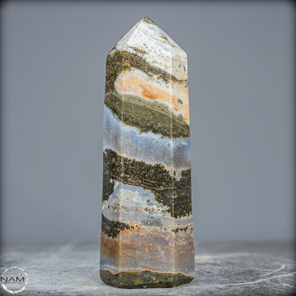 Natürlicher Jaspis-Achat Kristall-Obelisk - 644,17g