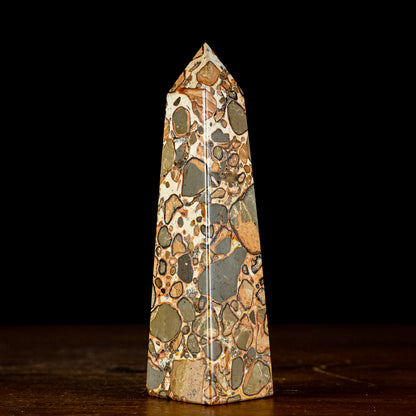 Natürlicher Leoparden-Jaspis Obelisk - 330,93g