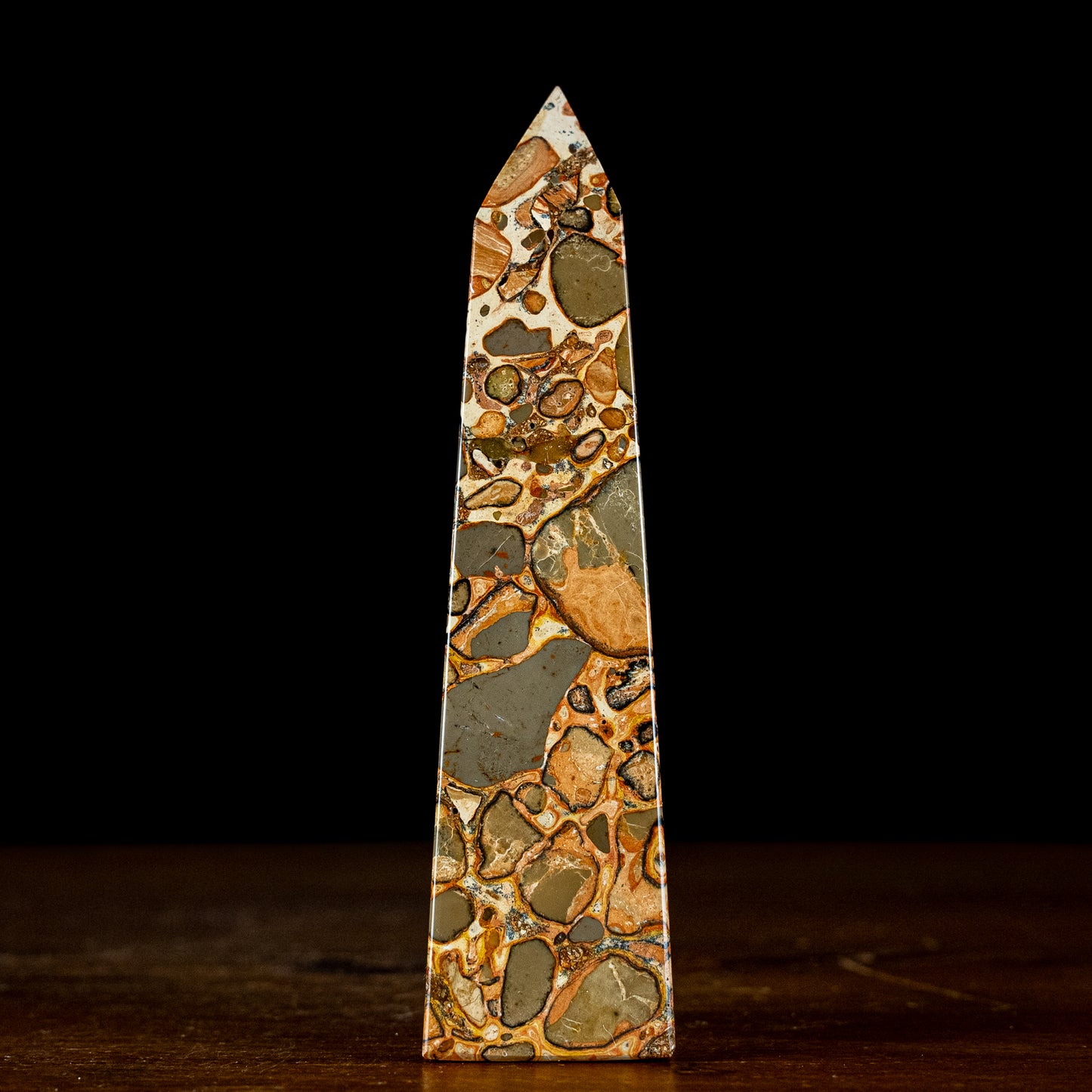 Natürlicher Leoparden-Jaspis Obelisk - 330,93g