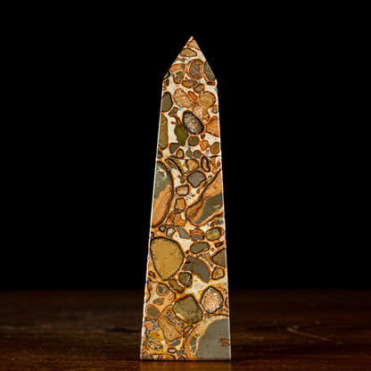 Natürlicher Leoparden-Jaspis Obelisk - 330,93g