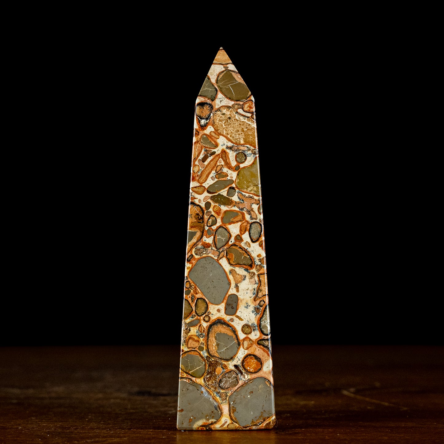 Natürlicher Leoparden-Jaspis Obelisk - 330,93g