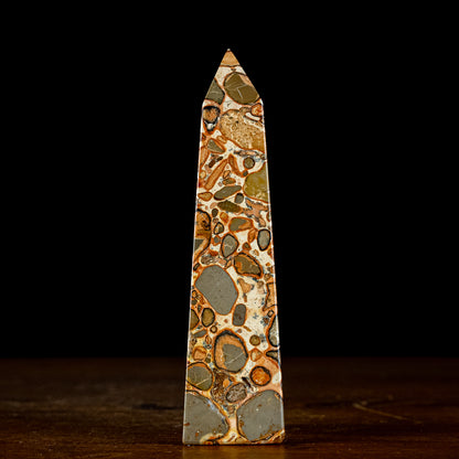 Natürlicher Leoparden-Jaspis Obelisk - 330,93g