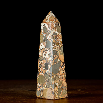 Natürlicher Leoparden-Jaspis Obelisk - 330,93g