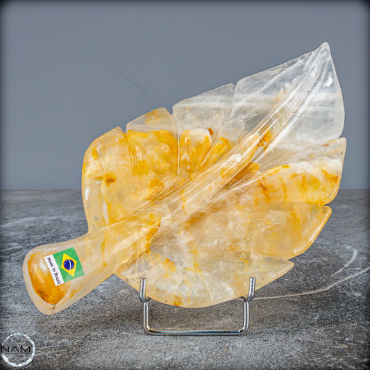 Natürliche Golden Healer Quarz-Kristall Blatt-Schnitzerei - 769,38g