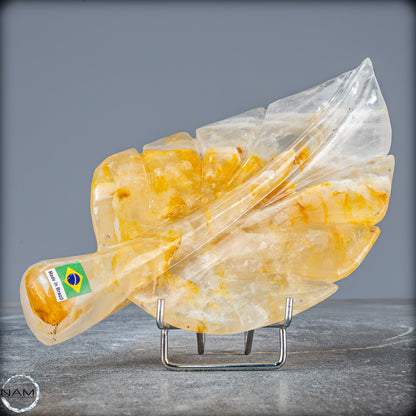 Natürliche Golden Healer Quarz-Kristall Blatt-Schnitzerei - 769,38g
