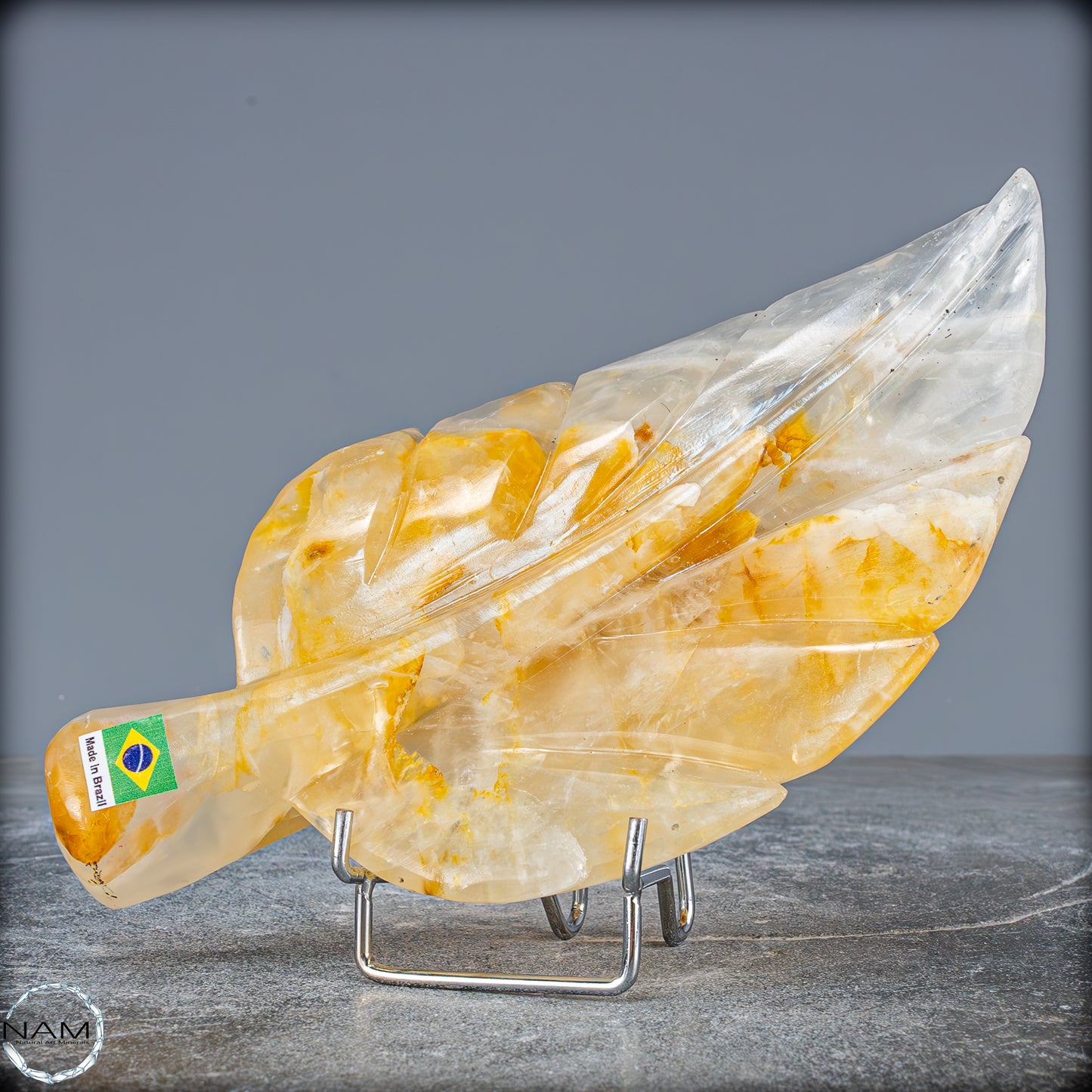 Natürliche Golden Healer Quarz-Kristall Blatt-Schnitzerei - 769,38g