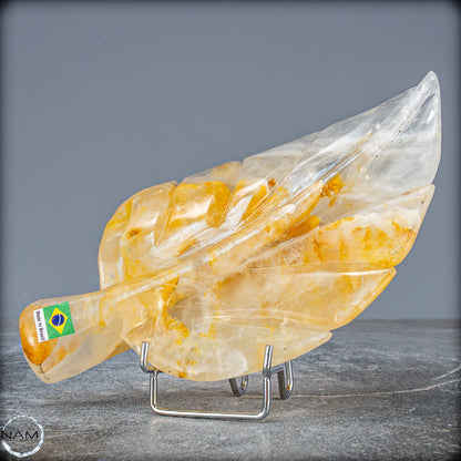 Natürliche Golden Healer Quarz-Kristall Blatt-Schnitzerei - 769,38g
