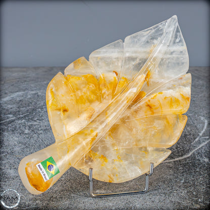 Natürliche Golden Healer Quarz-Kristall Blatt-Schnitzerei - 769,38g