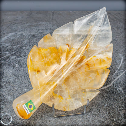 Natürliche Golden Healer Quarz-Kristall Blatt-Schnitzerei - 769,38g