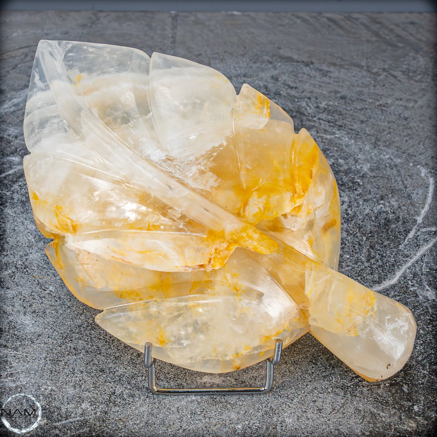 Natürliche Golden Healer Quarz-Kristall Blatt-Schnitzerei - 769,38g