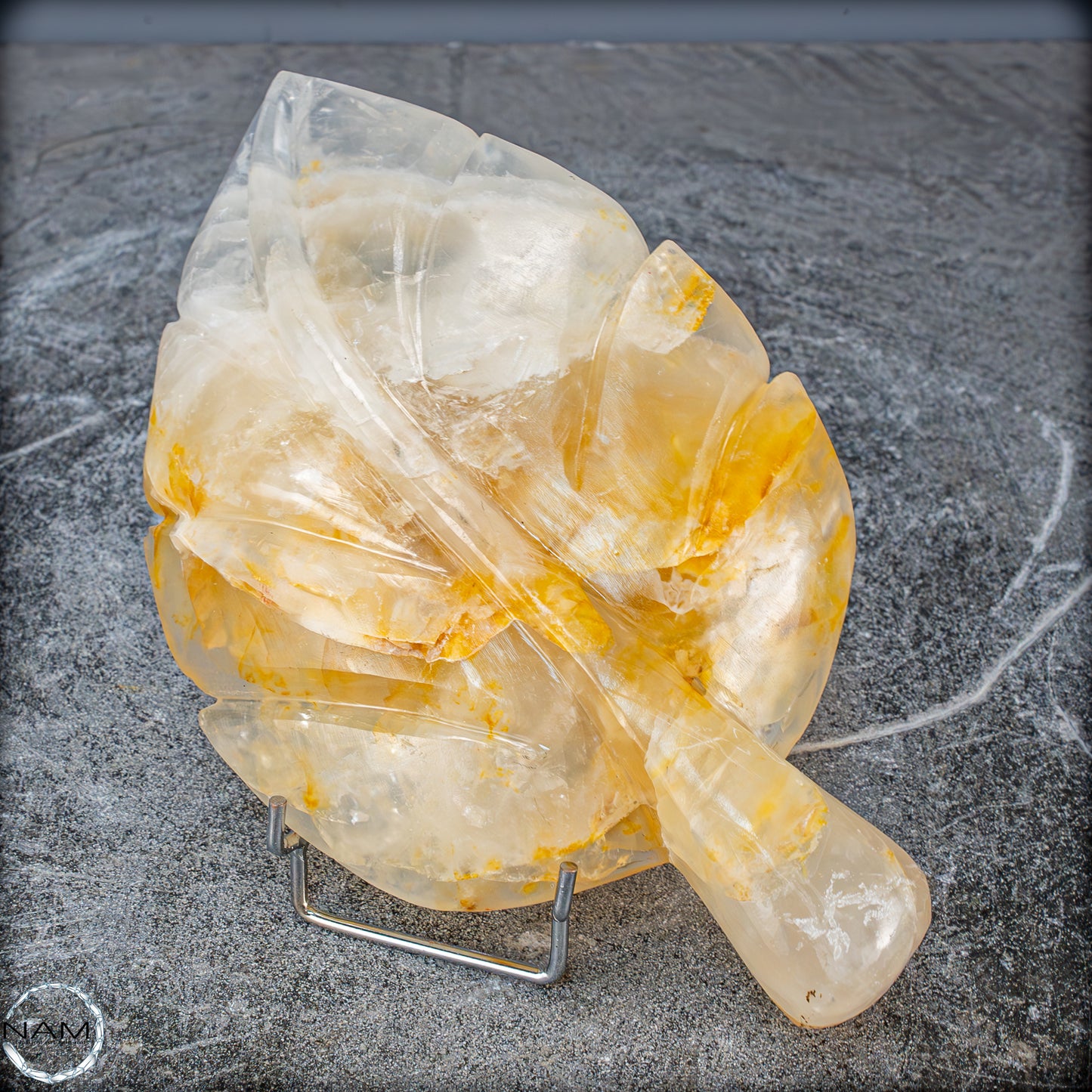 Natürliche Golden Healer Quarz-Kristall Blatt-Schnitzerei - 769,38g
