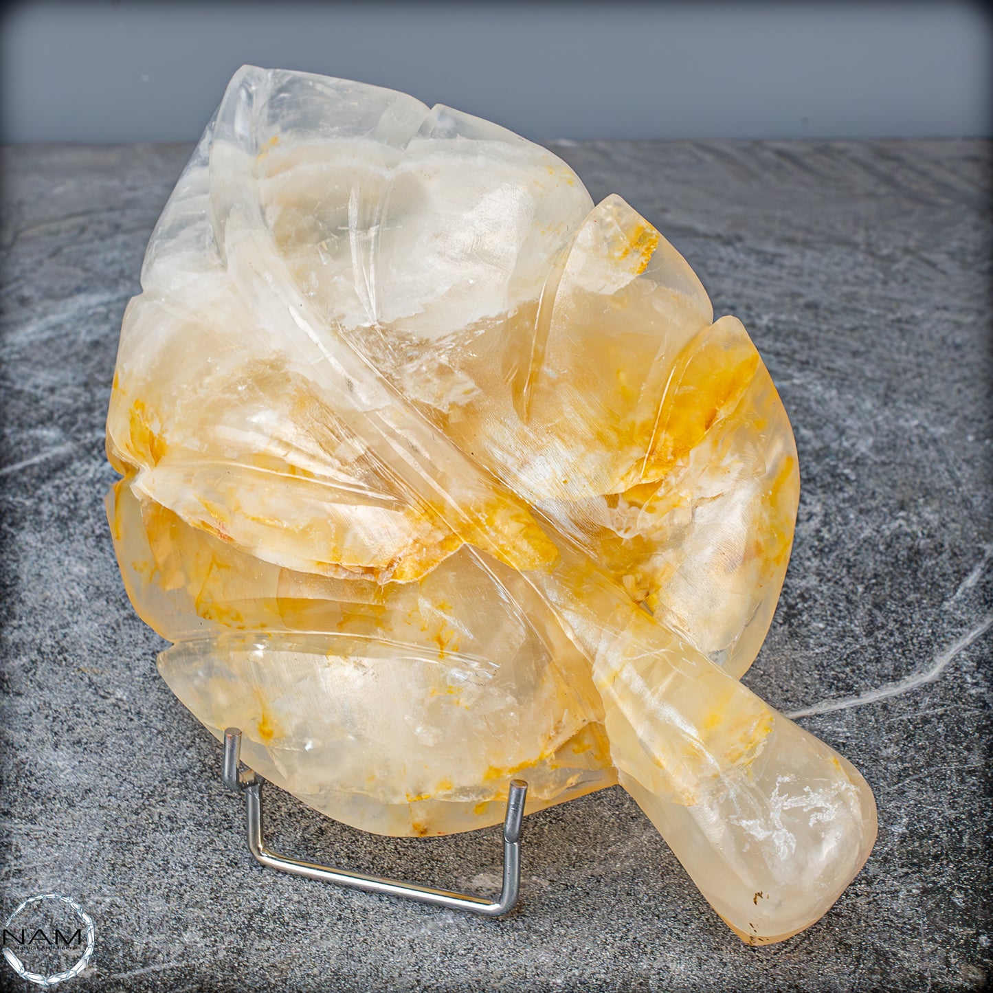 Natürliche Golden Healer Quarz-Kristall Blatt-Schnitzerei - 769,38g