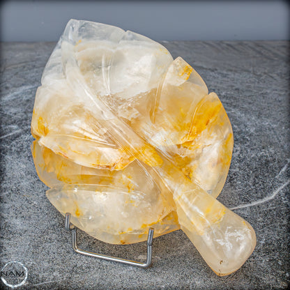 Natürliche Golden Healer Quarz-Kristall Blatt-Schnitzerei - 769,38g