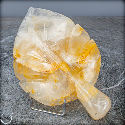 Natürliche Golden Healer Quarz-Kristall Blatt-Schnitzerei - 769,38g