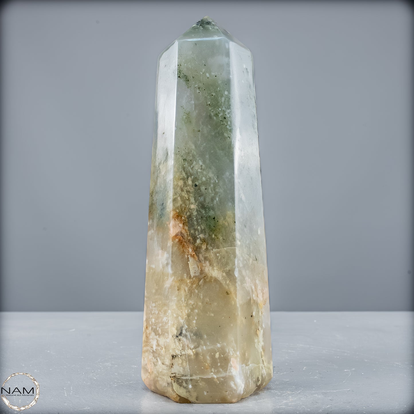 Natürliche Grüne-Quarzkristall Obelisk aus Brasilien - 728,15g